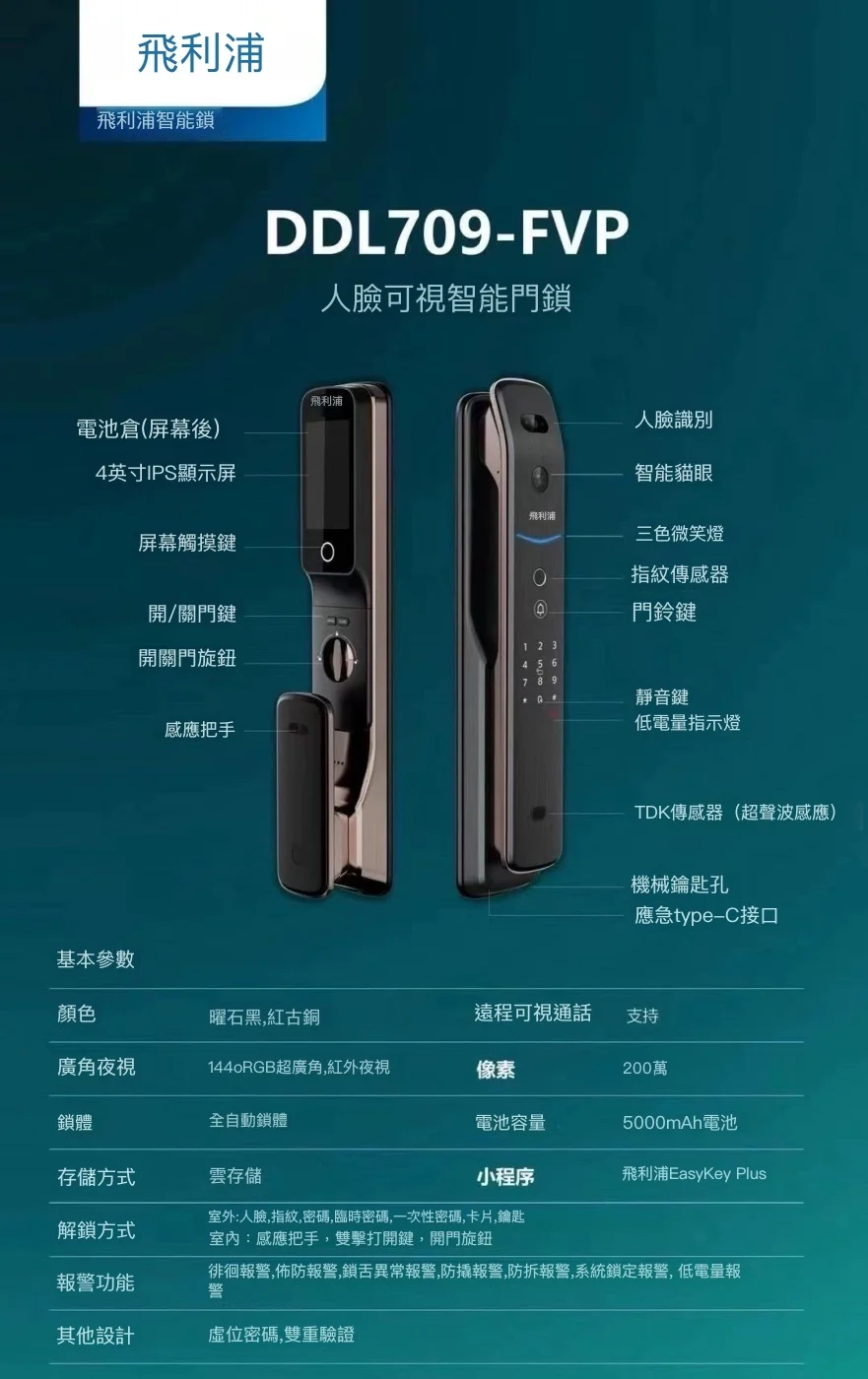 飛利浦 DDL709-FVP 電子鎖